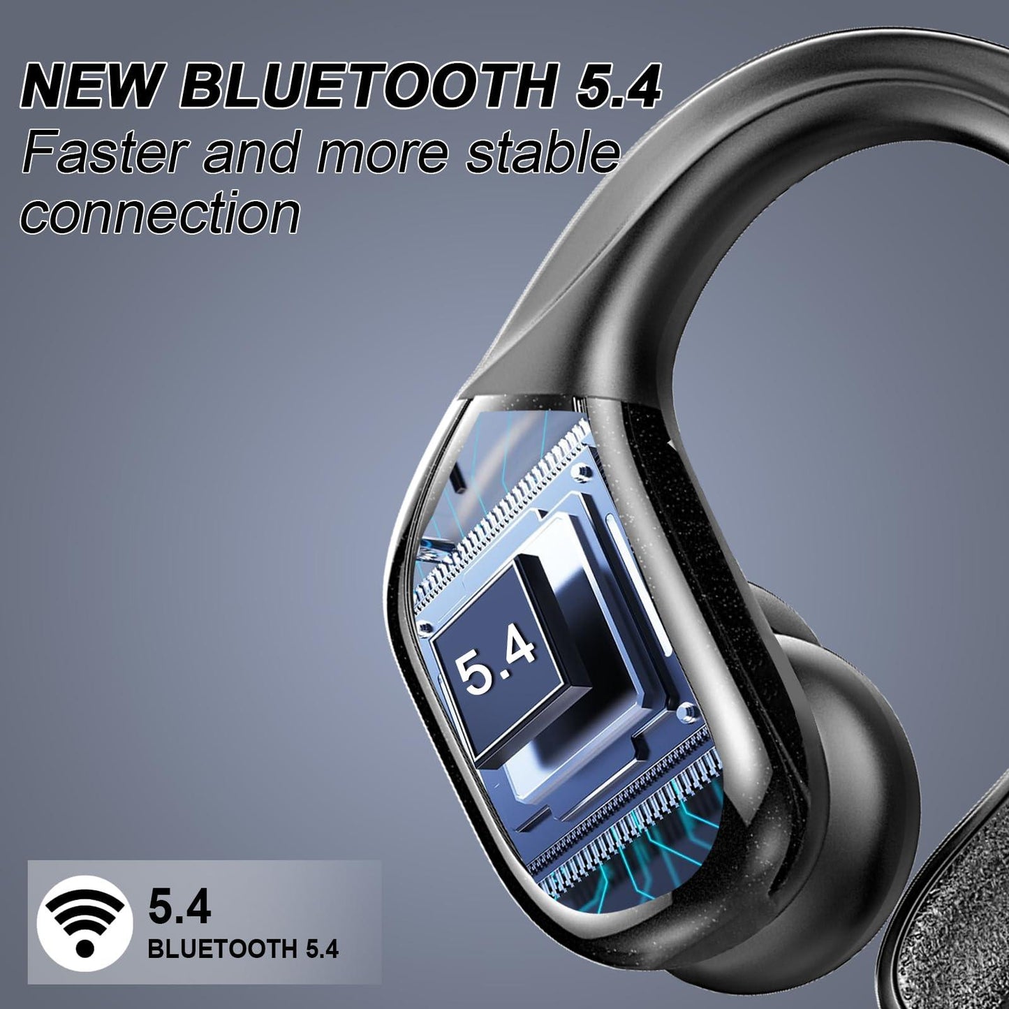 Bluetooth Kopfhörer Sport, 75Std Kopfhörer Kabellos Bluetooth 5.4, HiFi Stereo Tiefer Bass Wireless Earbud, 4 ENC Noise Cancelling Mic, IP7 Wasserdicht in Ear Ohrhörer mit Ohrhaken, USB-C LED-Anzeige Alcovic