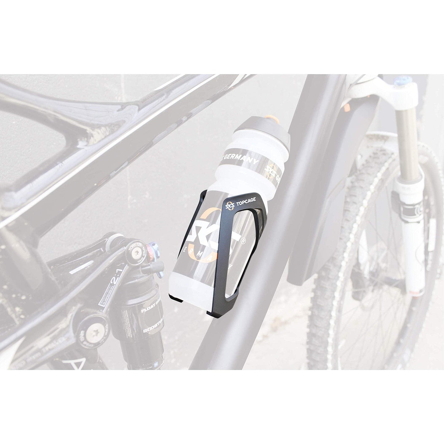 SKS GERMANY TOPCAGE BLACK Flaschenhalter für Fahrräder (Fahrradzubehör aus hochfestem & leichtem Kunststoff, verstellbarer Anschlag, variable Fanghaken für sichere Arretierung), schwarz Alcovic