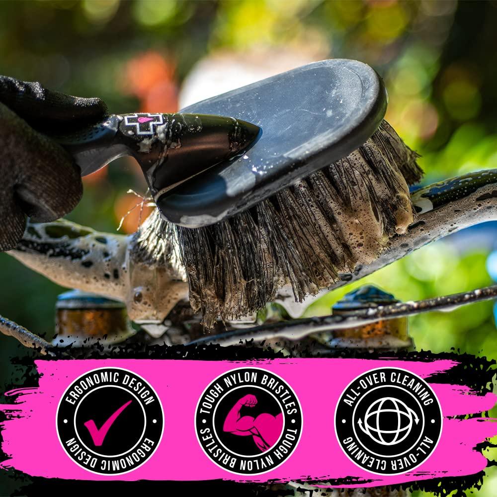 Muc-Off Premium Bürstenset - 5 Reinigungsbürsten für Fahrrad und Mountainbike mit Langlebigen Nylon Borsten und Ergonomischen Gummigriffen für Sanfteren Kontakt mit Material – Fahrrad Reinigungsset Alcovic