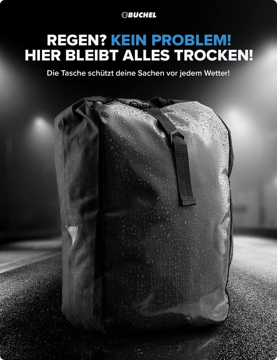 Büchel Fahrradtasche für Gepäckträger I wasserabweisend und bis zu 10kg belastbar I Fahrradtasche Gepäckträger aus Tarpaulin, Gepäckträgertasche, Fahrrad Taschen hinten Alcovic