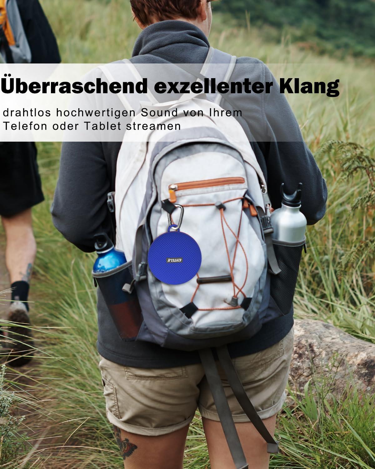 Inwa Bluetooth Fahrrad Lautsprecher Tragbarer, 5w8H IPX7 Ausgestattet Fahrradständer, Karabinerhaken, Eingebautes Mikrofon, TF-Kartenmodus, 480 Min Spielzeit(Geschwindigkeitsanzeige) Alcovic