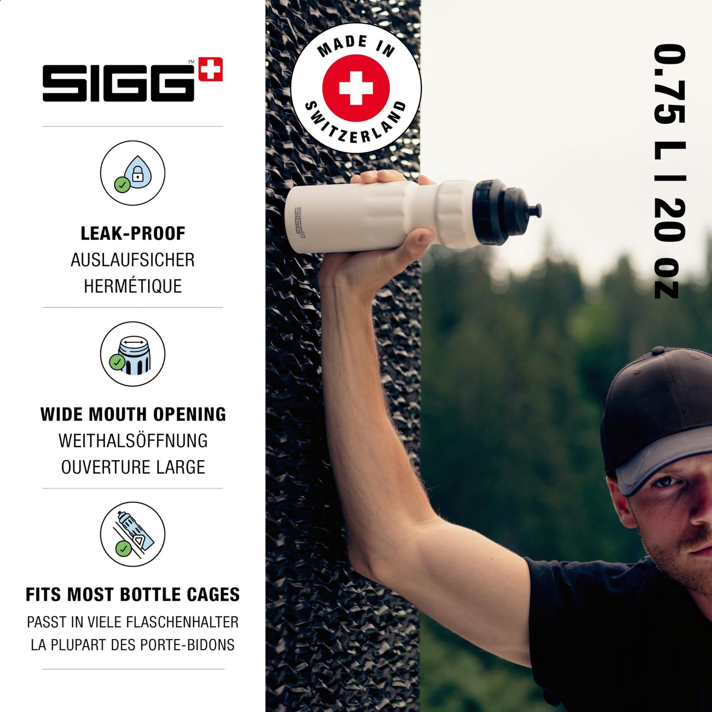 SIGG - Alu Sport Trinkflasche - WMB Sports - Mit 3-Stufen-Sportverschluss - Klimaneutral Zertifiziert - Auslaufsicher - Federleicht - BPA-frei - 0,75L Alcovic