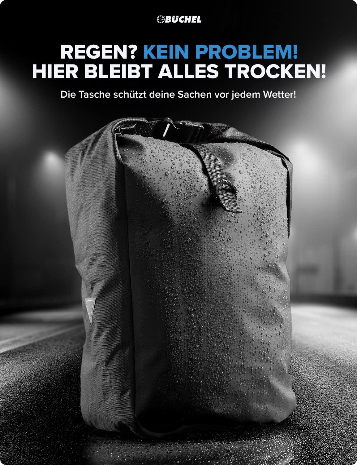 Büchel Fahrradtasche für Gepäckträger I wasserabweisend und bis zu 10kg belastbar I Fahrradtasche Gepäckträger aus Tarpaulin, Gepäckträgertasche, Fahrrad Taschen hinten Alcovic