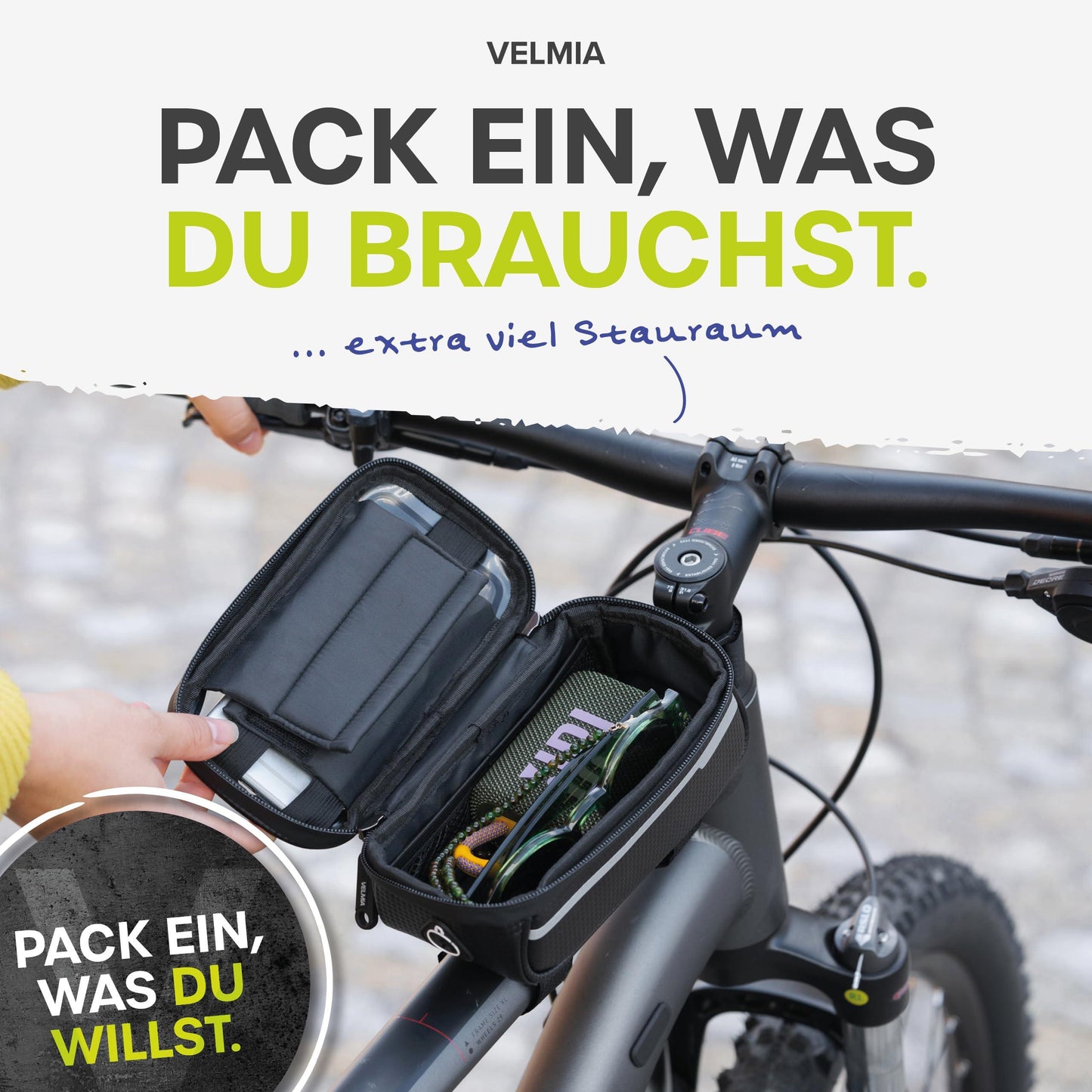 VELMIA Fahrrad Rahmentasche Wasserdicht - Fahrrad Handyhalterung ideal zur Navigation - Fahrradtasche Rahmen, Fahrrad Handytasche, Fahrradzubehör Alcovic