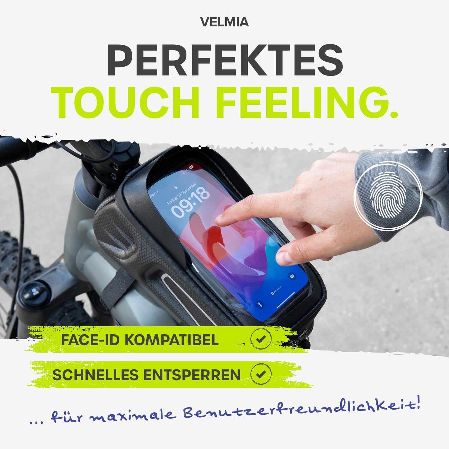 VELMIA Fahrrad Rahmentasche Wasserdicht - Fahrrad Handyhalterung ideal zur Navigation - Fahrradtasche Rahmen, Fahrrad Handytasche, Fahrradzubehör Alcovic