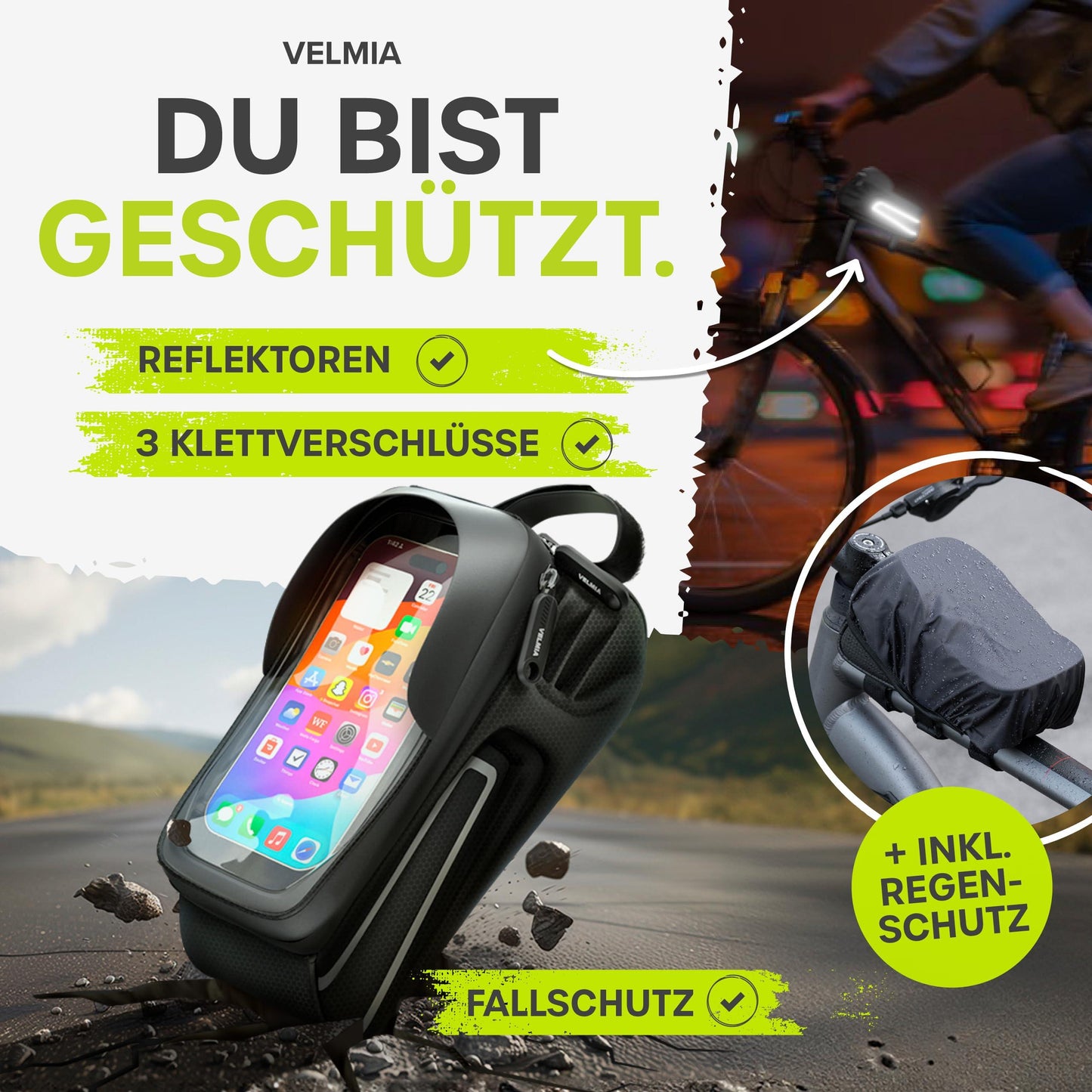 VELMIA Fahrrad Rahmentasche Wasserdicht - Fahrrad Handyhalterung ideal zur Navigation - Fahrradtasche Rahmen, Fahrrad Handytasche, Fahrradzubehör Alcovic