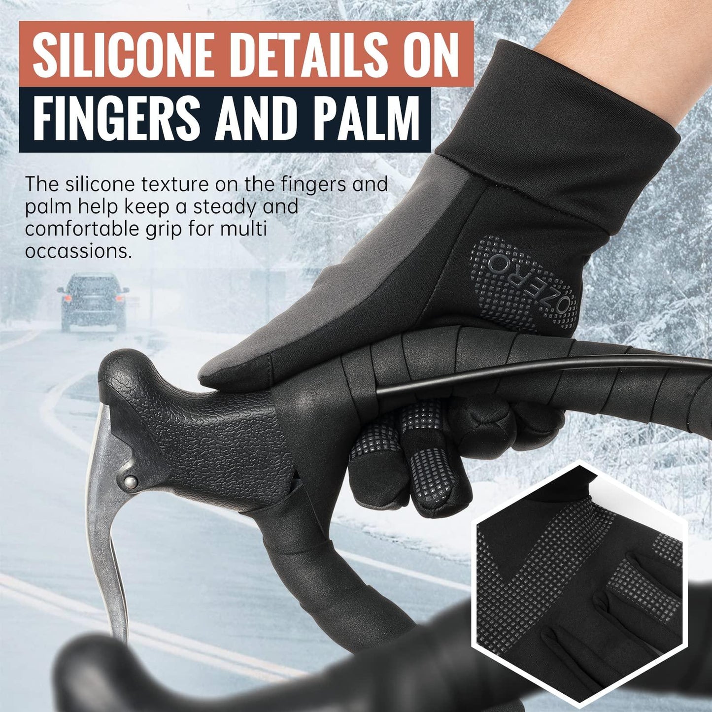 OZERO Herren Wasserdicht Thermohandschuhe, Touchscreen Winterhandschuhe Fahrhandschuhe Fahrradhandschuhe Laufhandschuhe Alcovic