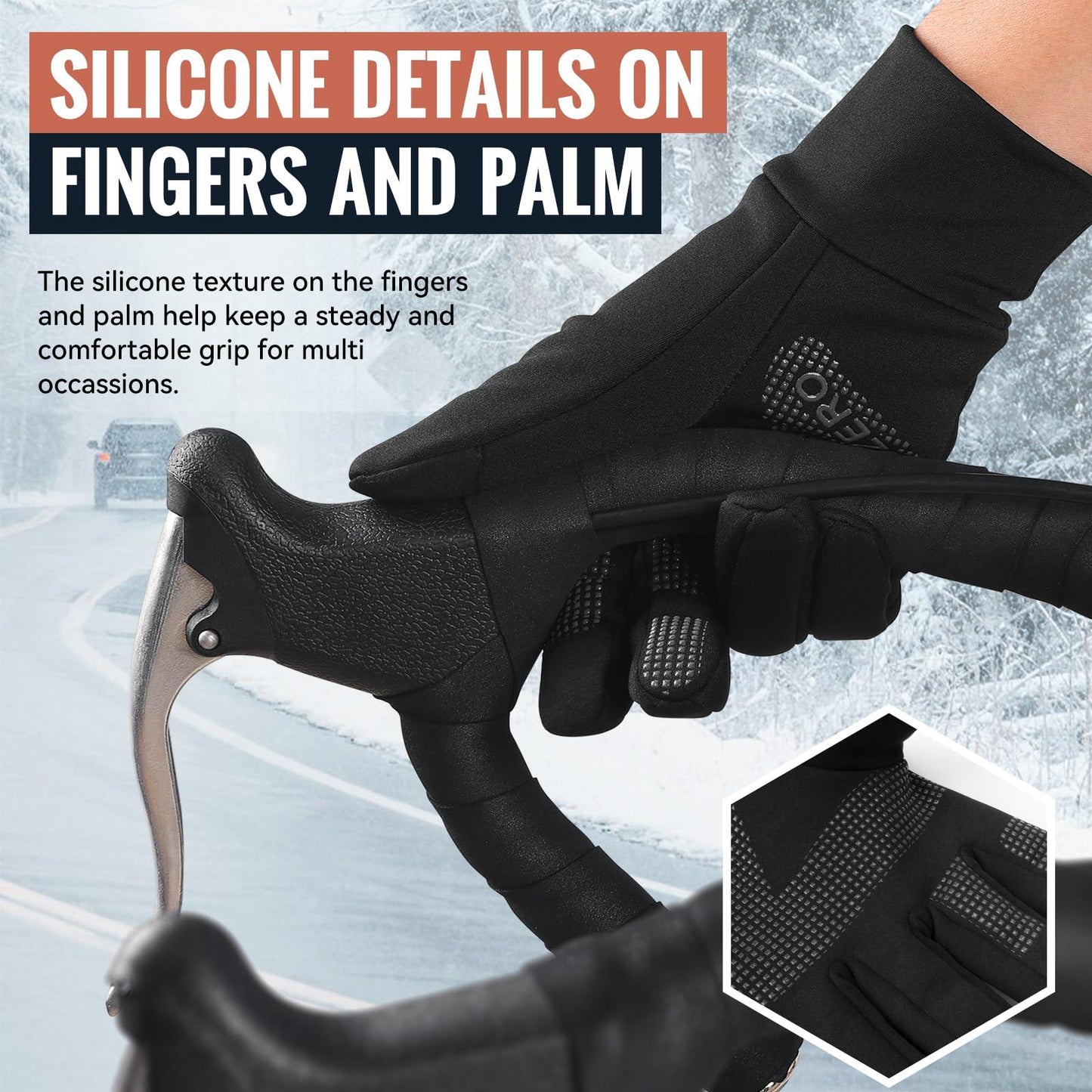 OZERO Herren Wasserdicht Thermohandschuhe, Touchscreen Winterhandschuhe Fahrhandschuhe Fahrradhandschuhe Laufhandschuhe Alcovic
