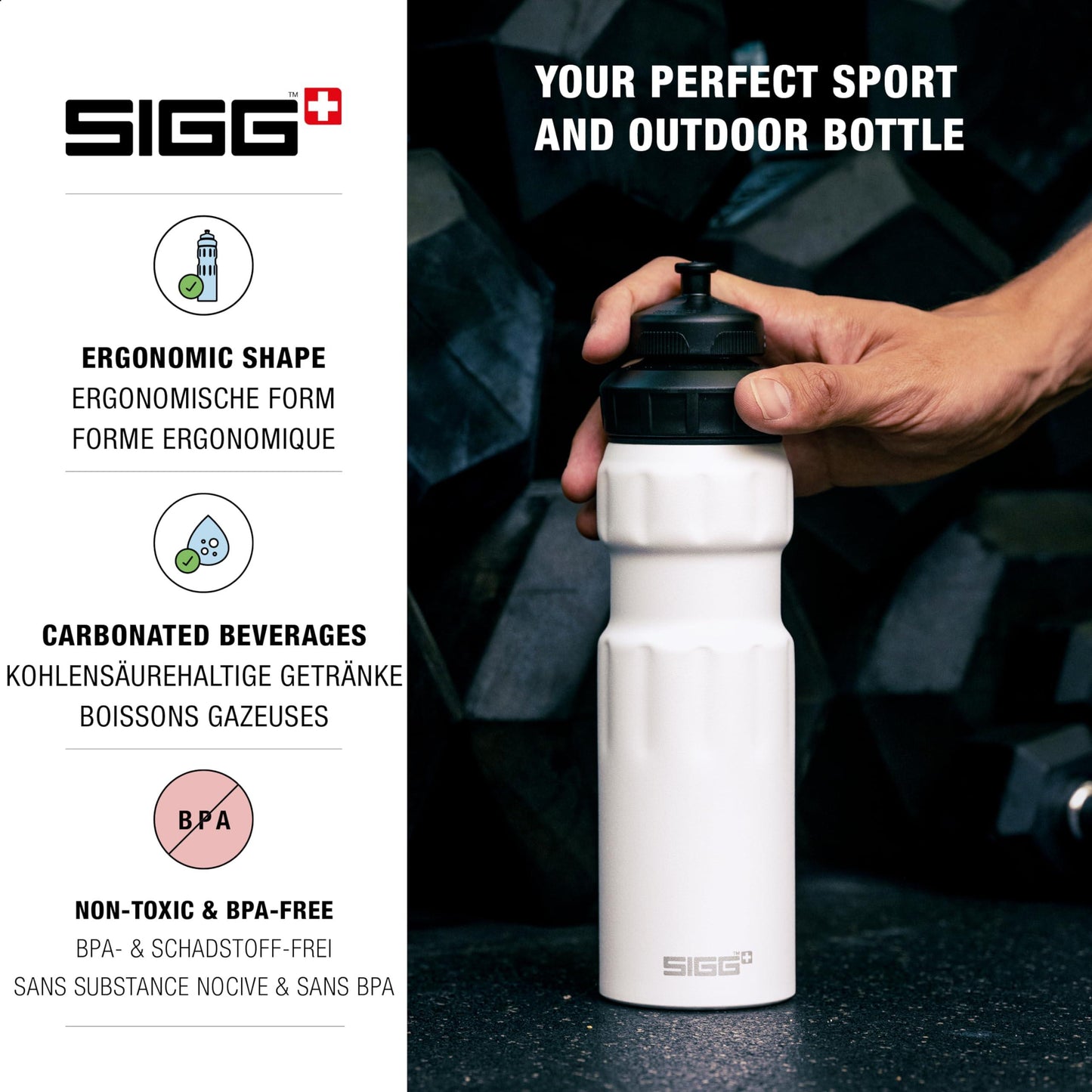 SIGG - Alu Sport Trinkflasche - WMB Sports - Mit 3-Stufen-Sportverschluss - Klimaneutral Zertifiziert - Auslaufsicher - Federleicht - BPA-frei - 0,75L Alcovic
