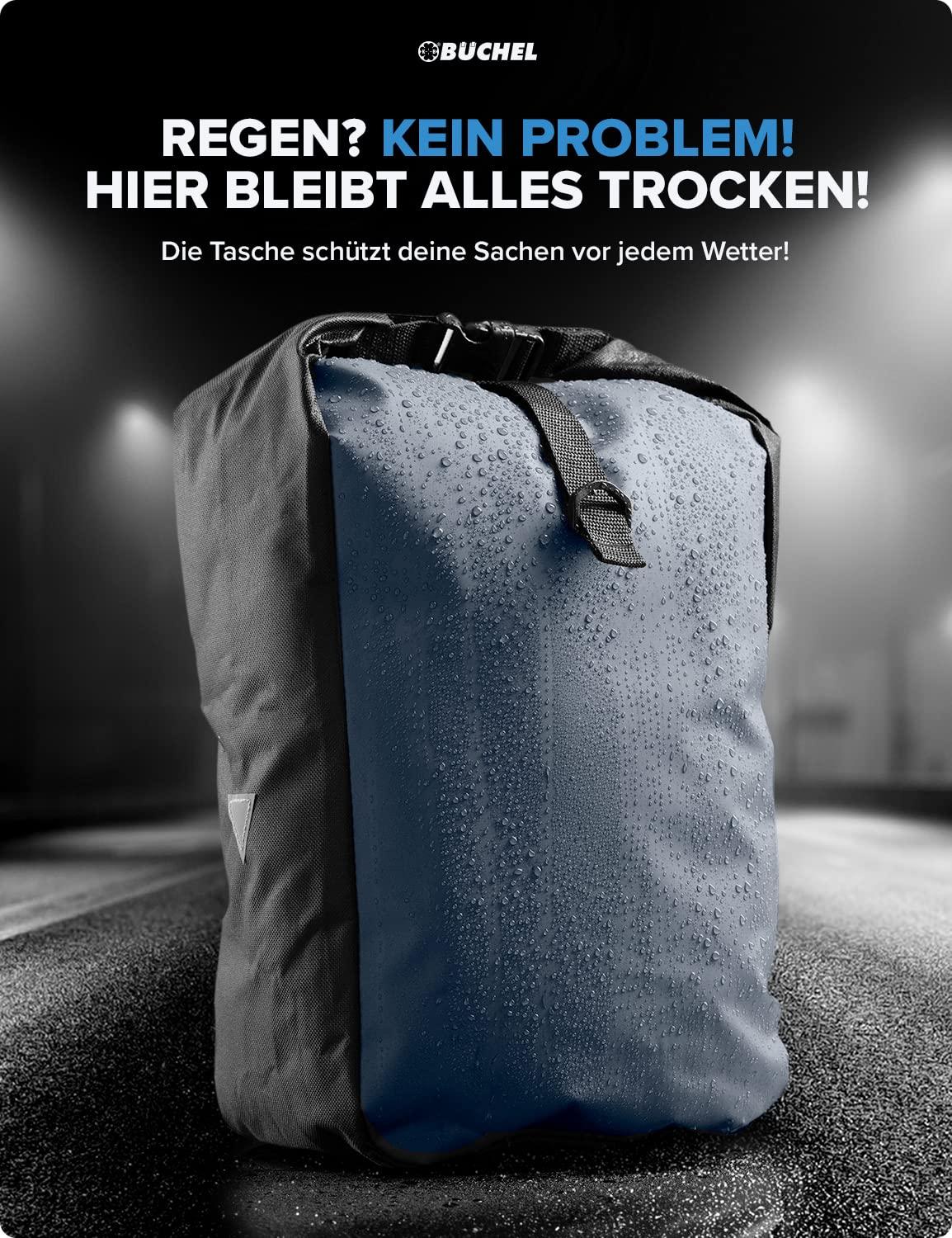 Büchel Fahrradtasche für Gepäckträger I wasserabweisend und bis zu 10kg belastbar I Fahrradtasche Gepäckträger aus Tarpaulin, Gepäckträgertasche, Fahrrad Taschen hinten Alcovic