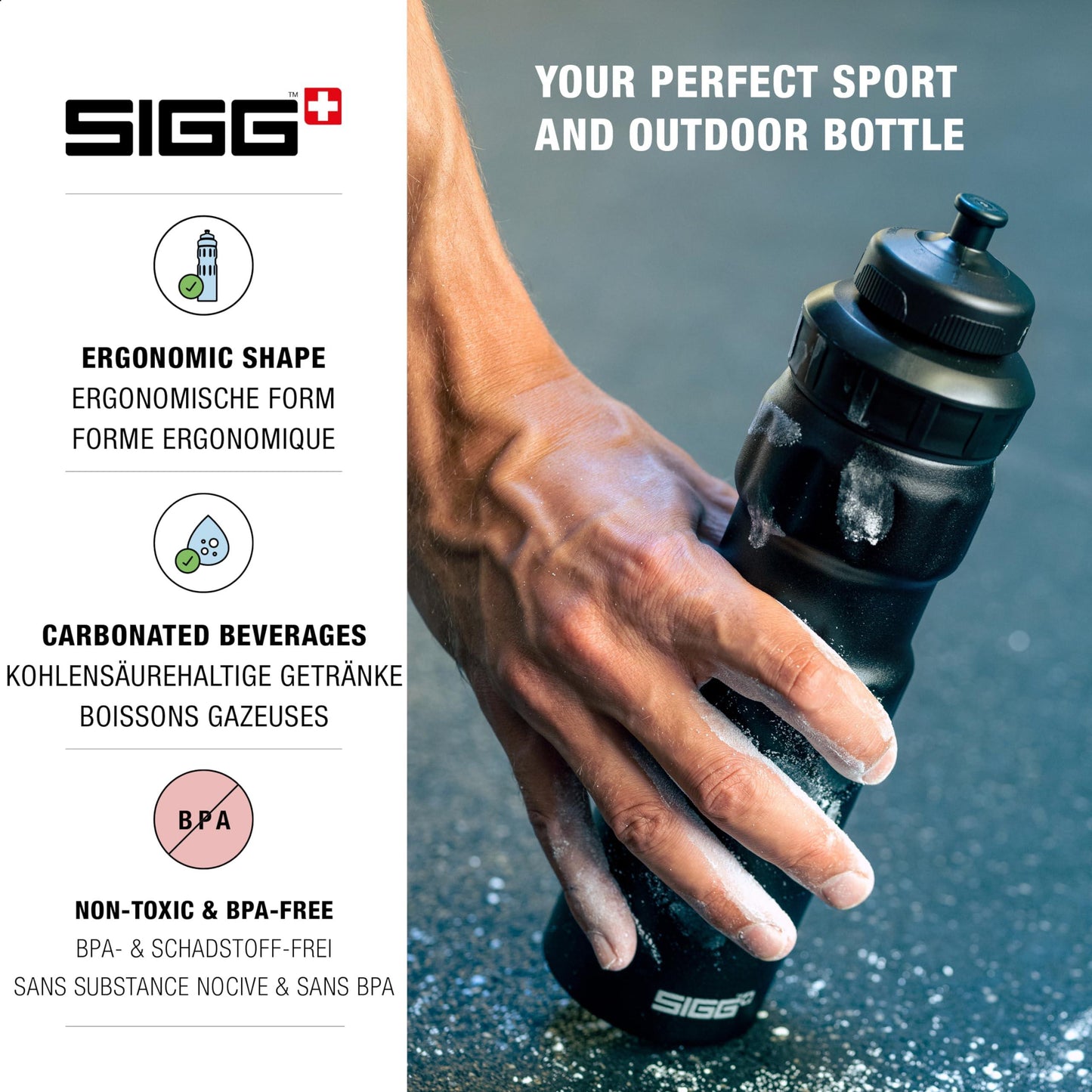 SIGG - Alu Sport Trinkflasche - WMB Sports - Mit 3-Stufen-Sportverschluss - Klimaneutral Zertifiziert - Auslaufsicher - Federleicht - BPA-frei - 0,75L Alcovic