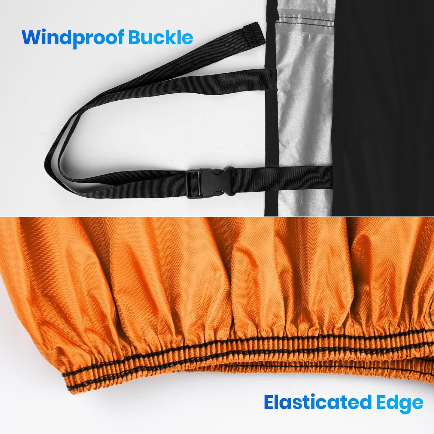Favoto Fahrradabdeckung Wasserdicht Fahrrad Abdeckplane für 2-3 Fahrräder 210D Oxford-Gewebe Fahrradgarage Plane Fahrrad Schutzhülle Abdeckhaube mit Beutel 200 x 105x 110CM (Orange-Schwarz) Alcovic