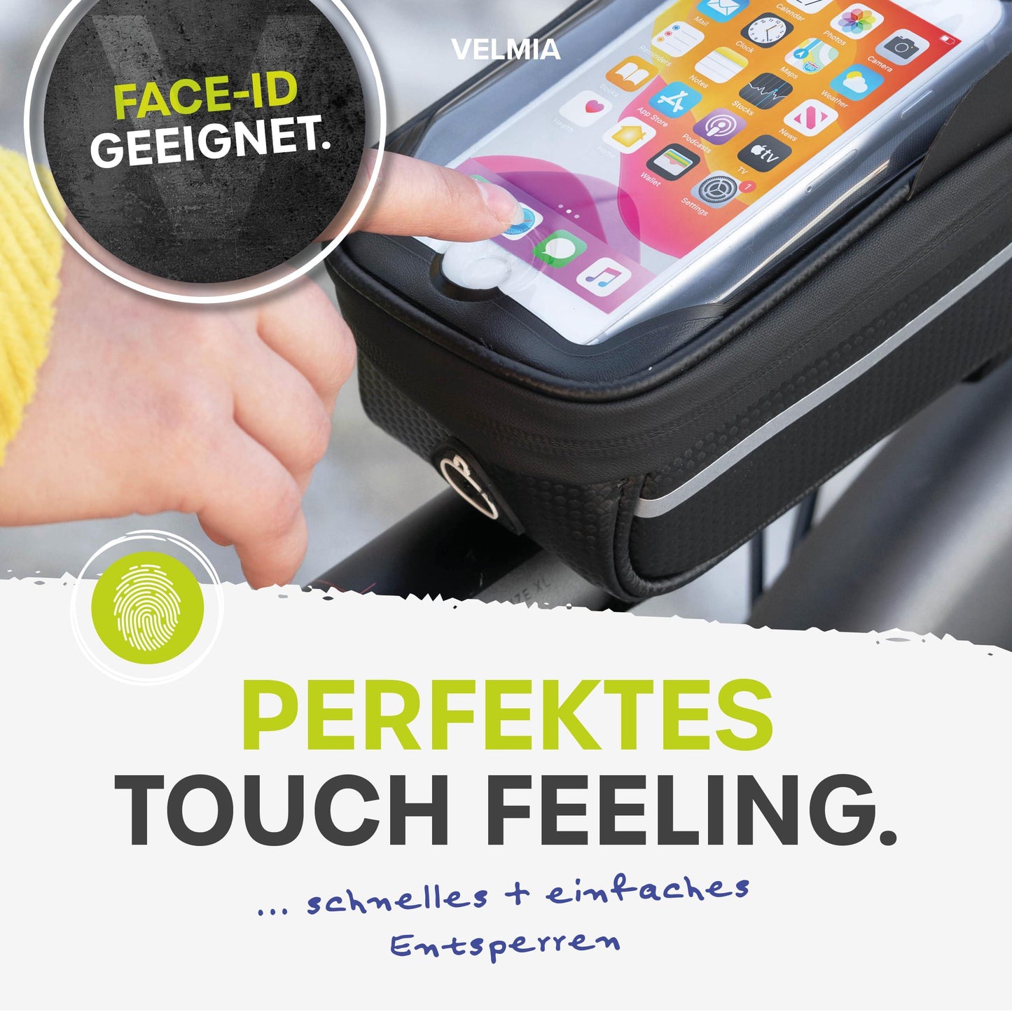 VELMIA Fahrrad Rahmentasche Wasserdicht - Fahrrad Handyhalterung ideal zur Navigation - Fahrradtasche Rahmen, Fahrrad Handytasche, Fahrradzubehör Alcovic