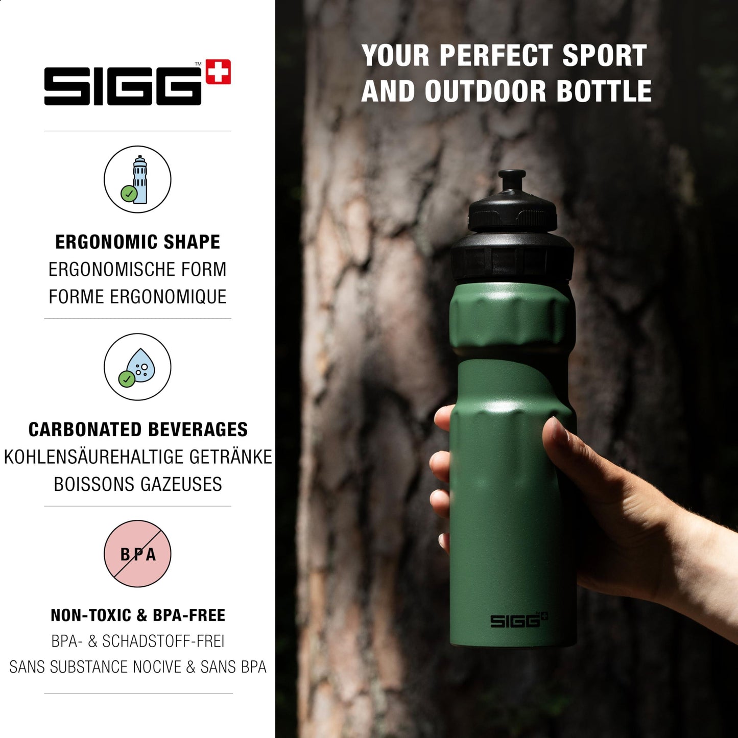 SIGG - Alu Sport Trinkflasche - WMB Sports - Mit 3-Stufen-Sportverschluss - Klimaneutral Zertifiziert - Auslaufsicher - Federleicht - BPA-frei - 0,75L Alcovic