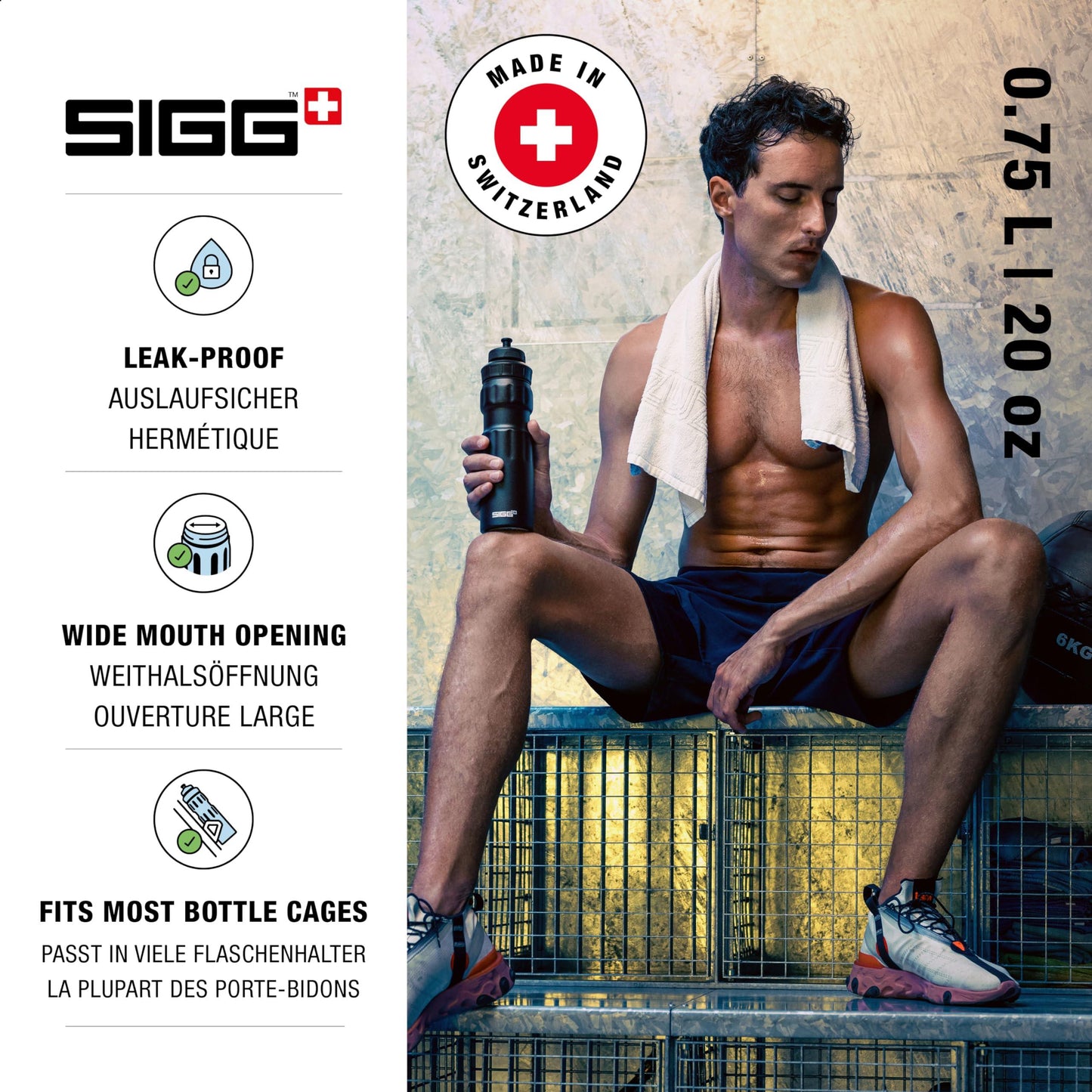 SIGG - Alu Sport Trinkflasche - WMB Sports - Mit 3-Stufen-Sportverschluss - Klimaneutral Zertifiziert - Auslaufsicher - Federleicht - BPA-frei - 0,75L Alcovic