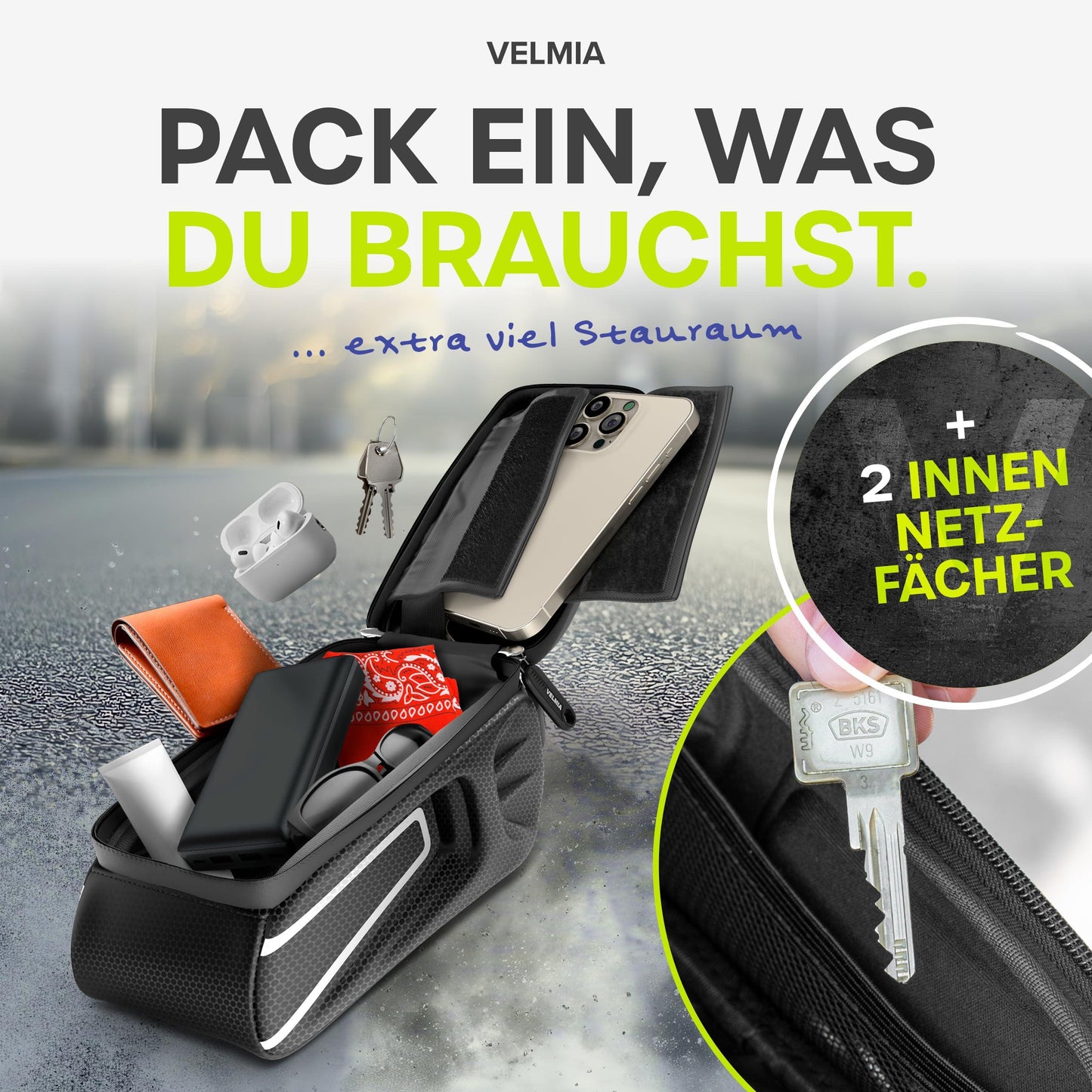VELMIA Fahrrad Rahmentasche Wasserdicht - Fahrrad Handyhalterung ideal zur Navigation - Fahrradtasche Rahmen, Fahrrad Handytasche, Fahrradzubehör Alcovic