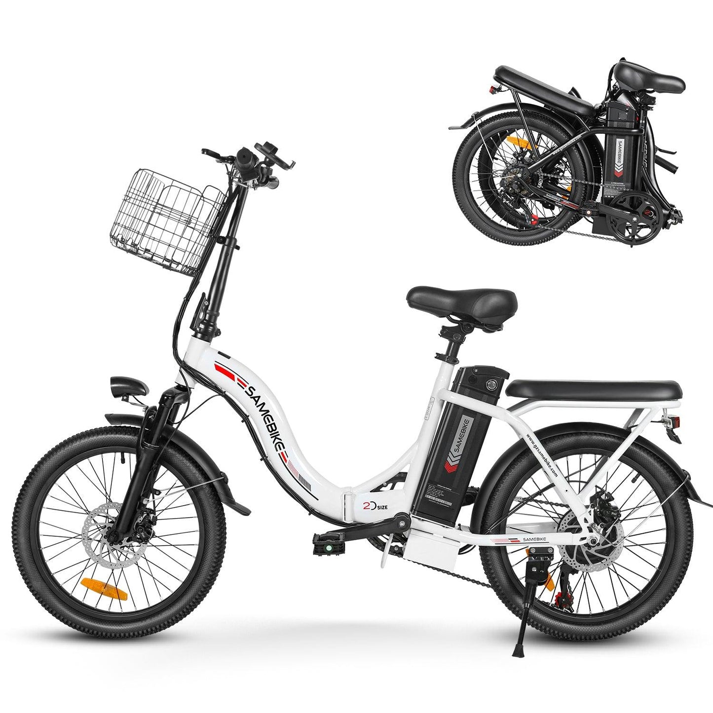 SAMEBIKE CY20-FT zusammenklappbares 20-Zoll-Elektrofahrrad mit 350W Motor und abnehmbarem 36V12 Ah Akku Alcovic