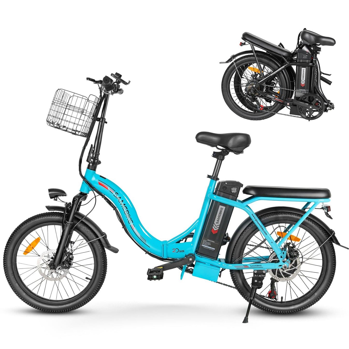 SAMEBIKE CY20-FT zusammenklappbares 20-Zoll-Elektrofahrrad mit 350W Motor und abnehmbarem 36V12 Ah Akku Alcovic