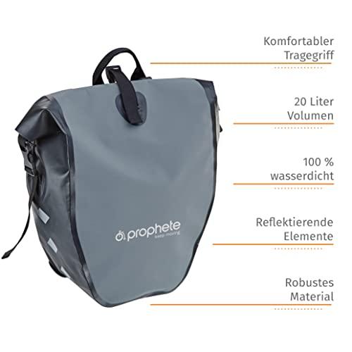 Prophete Seitenpacktasche, Fahrradtasche, Gepäckträgertasche, grau, Volumen: 20 Liter, wasserdicht Alcovic