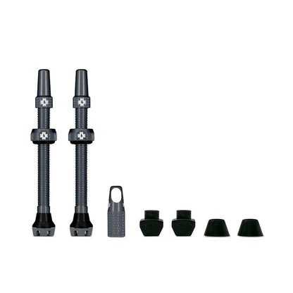 Muc-Off Graue Presta Tubeless Ventile, 44 mm - Hochwertige Anti-Leck Fahrradventile mit integriertem Werkzeug zum Entfernen des Ventilkerns Alcovic