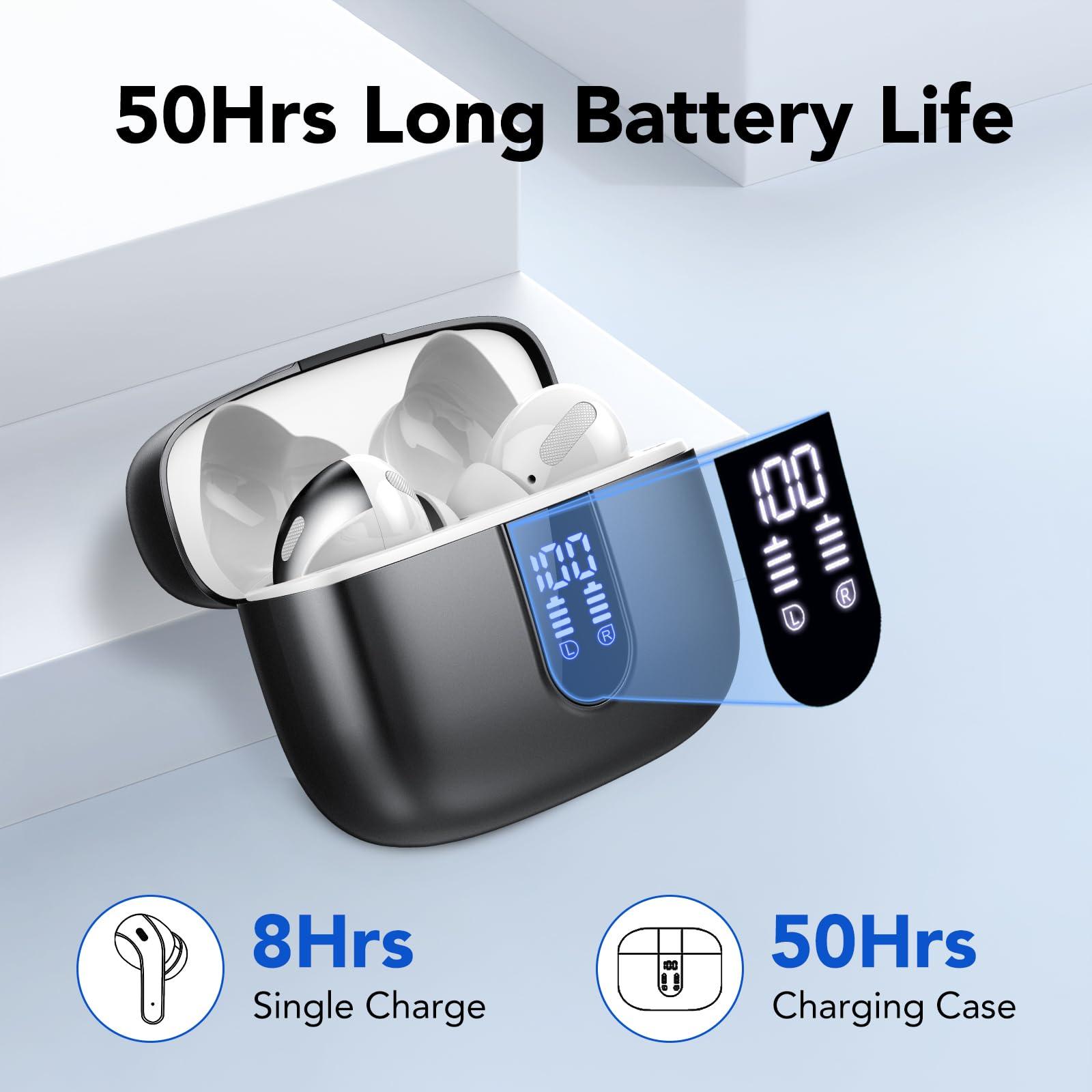 Bluetooth Kopfhörer, In Ear Kopfhörer Kabellos Bluetooth 5.3 mit 50H Tiefer Bass, 2024 Neue Kabellose Kopfhörer Noise Cancelling Earbuds mit 4 ENC Mic, IPX7 Wasserdicht Ohrhörer, USB-C Alcovic
