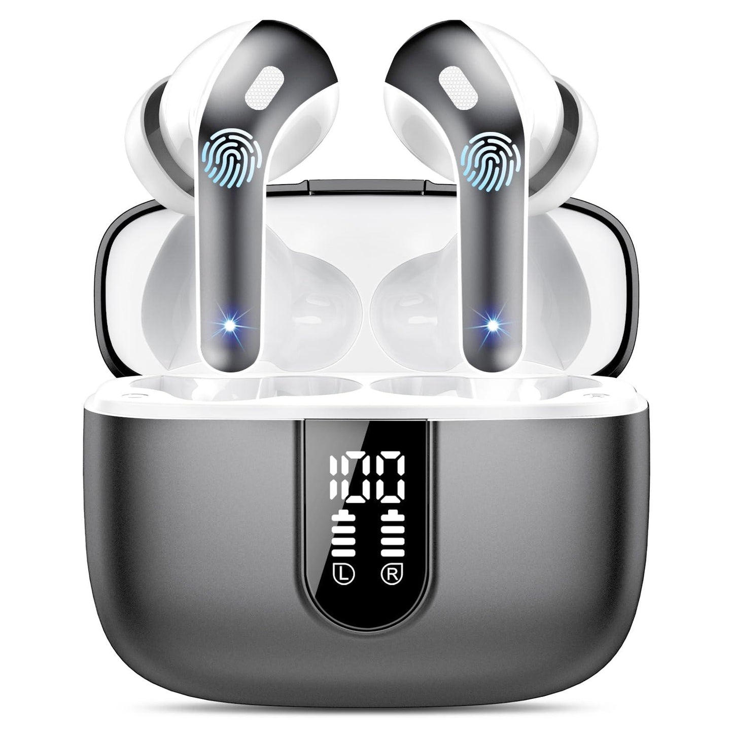 Bluetooth Kopfhörer, In Ear Kopfhörer Kabellos Bluetooth 5.3 mit 50H Tiefer Bass, 2024 Neue Kabellose Kopfhörer Noise Cancelling Earbuds mit 4 ENC Mic, IPX7 Wasserdicht Ohrhörer, USB-C Alcovic