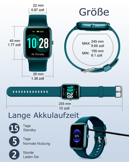 GRV Smartwatch für Damen Herren mit Telefonfunktion,Fitnessuhr mit Herzfrequenzmessung,SpO2,Schrittzähler,Schlafmonitor,Multi Trainingsmodi für iOS Android Handy Alcovic