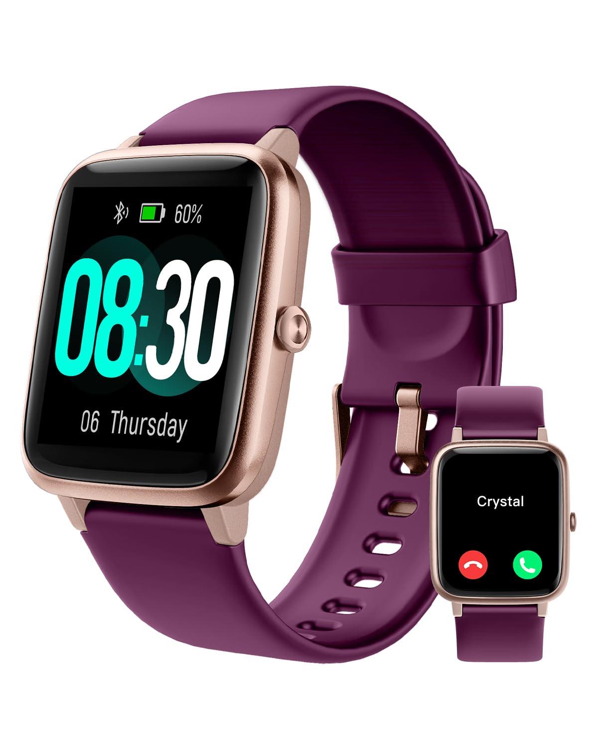 GRV Smartwatch für Damen Herren mit Telefonfunktion,Fitnessuhr mit Herzfrequenzmessung,SpO2,Schrittzähler,Schlafmonitor,Multi Trainingsmodi für iOS Android Handy Alcovic