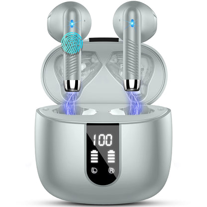 Bluetooth In-Ear Kopfhörer – Kabellos, Bluetooth 5.4, 48 h, 4 ENC Mics, Tiefer Bass, IPX7, USB-C, LED-Anzeige