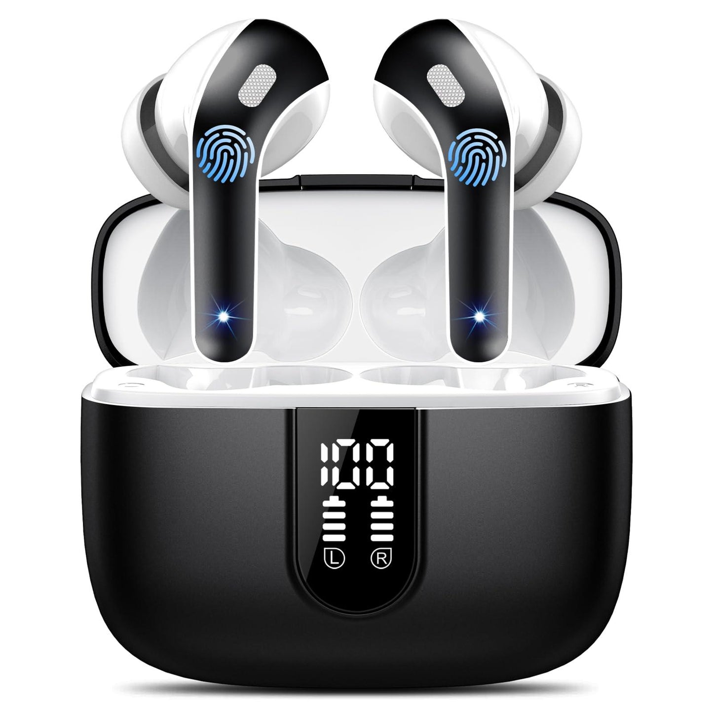 Bluetooth Kopfhörer, In Ear Kopfhörer Kabellos Bluetooth 5.3 mit 50H Tiefer Bass, 2024 Neue Kabellose Kopfhörer Noise Cancelling Earbuds mit 4 ENC Mic, IPX7 Wasserdicht Ohrhörer, USB-C Alcovic