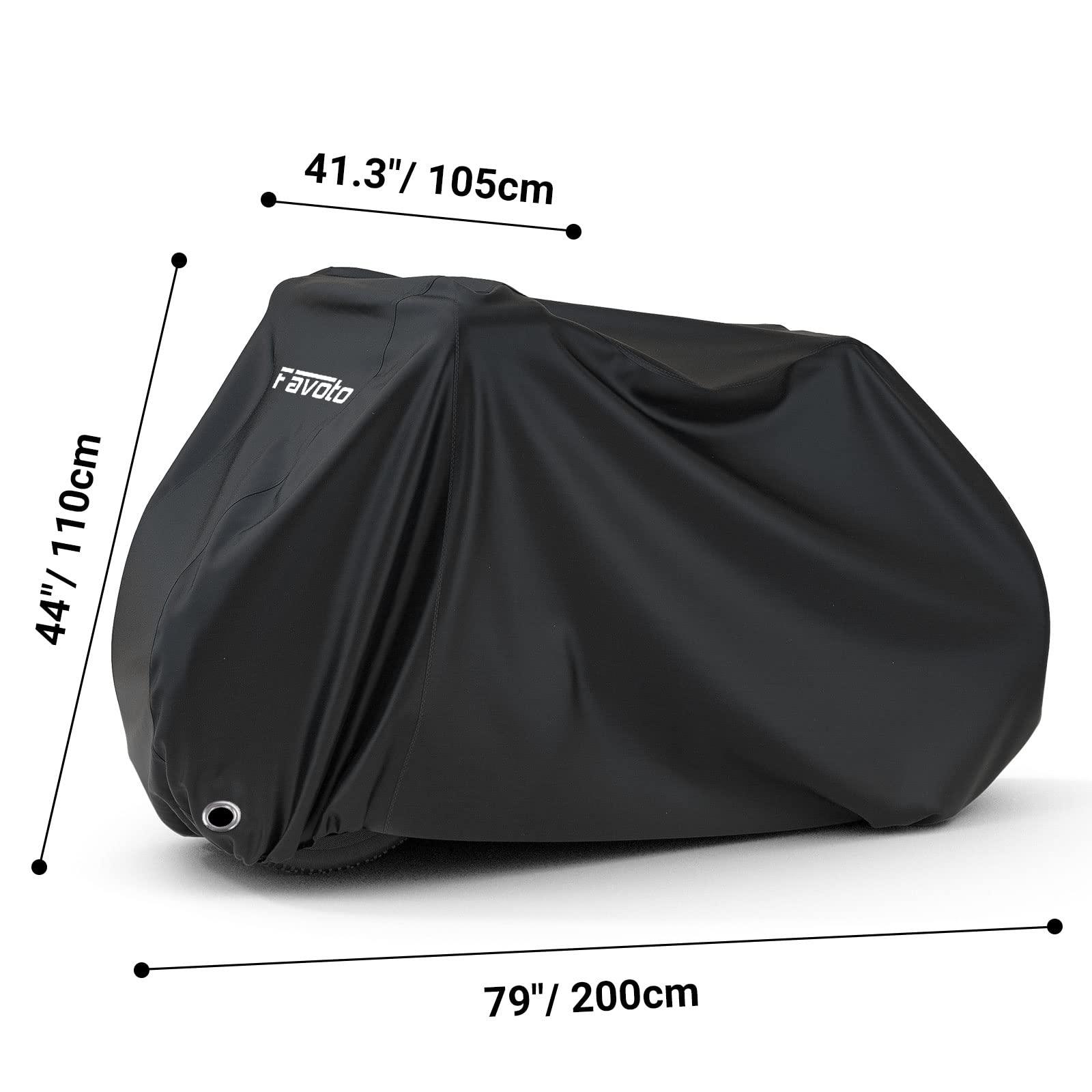 Favoto Fahrradabdeckung Wasserdicht Fahrrad Abdeckplane für 2-3 Fahrräder 210D Oxford-Gewebe Fahrradgarage Plane Fahrrad Schutzhülle Abdeckhaube mit Beutel 200 x 105x 110CM (Orange-Schwarz) Alcovic