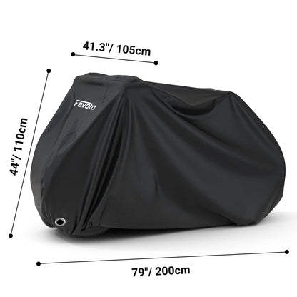 Favoto Fahrradabdeckung Wasserdicht Fahrrad Abdeckplane für 2-3 Fahrräder 210D Oxford-Gewebe Fahrradgarage Plane Fahrrad Schutzhülle Abdeckhaube mit Beutel 200 x 105x 110CM (Orange-Schwarz) Alcovic