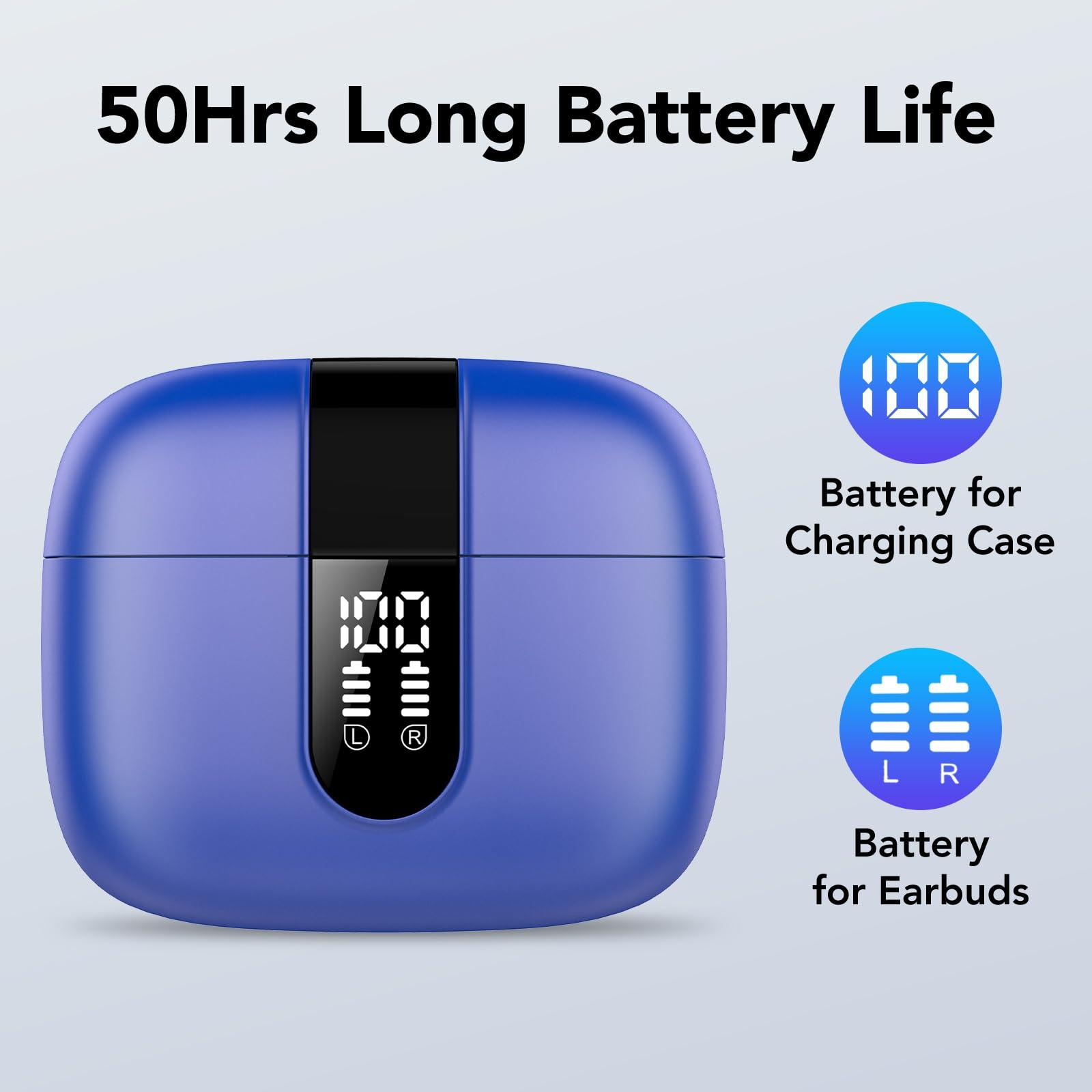 Bluetooth Kopfhörer, In Ear Kopfhörer Kabellos Bluetooth 5.3 mit 50H Tiefer Bass, 2024 Neue Kabellose Kopfhörer Noise Cancelling Earbuds mit 4 ENC Mic, IPX7 Wasserdicht Ohrhörer, USB-C Alcovic