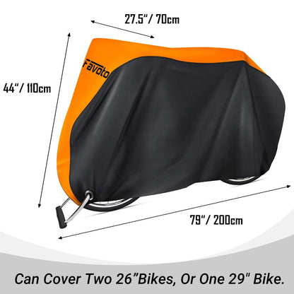 Favoto Fahrradabdeckung Wasserdicht Fahrrad Abdeckplane für 2-3 Fahrräder 210D Oxford-Gewebe Fahrradgarage Plane Fahrrad Schutzhülle Abdeckhaube mit Beutel 200 x 105x 110CM (Orange-Schwarz) Alcovic