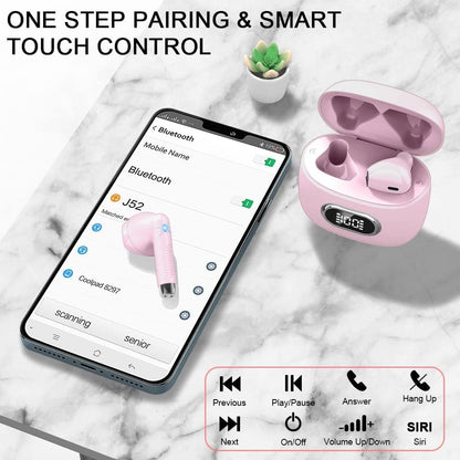 Bluetooth In-Ear Kopfhörer – Kabellos, Bluetooth 5.4, 48 h, 4 ENC Mics, Tiefer Bass, IPX7, USB-C, LED-Anzeige