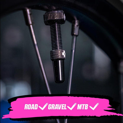 Muc-Off Graue Presta Tubeless Ventile, 44 mm - Hochwertige Anti-Leck Fahrradventile mit integriertem Werkzeug zum Entfernen des Ventilkerns Alcovic