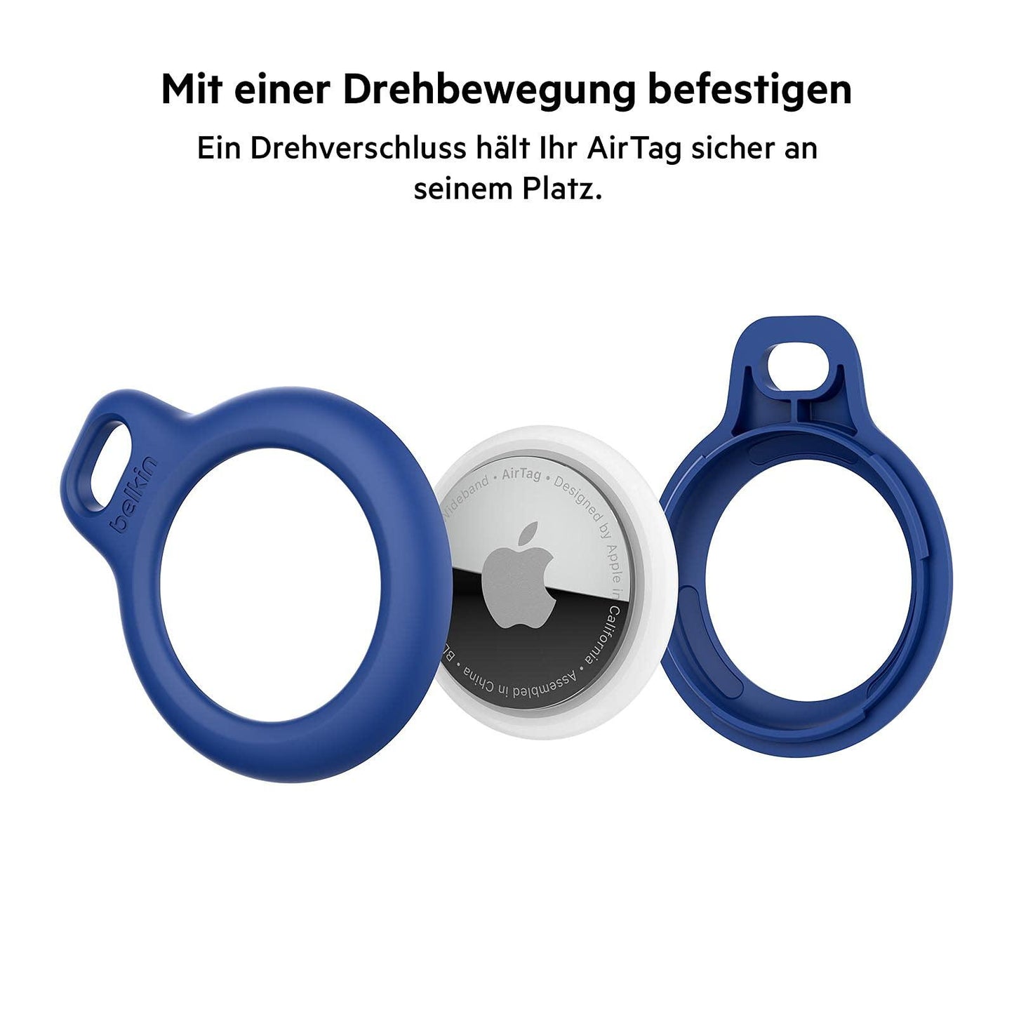 Belkin AirTag Hülle mit Schlaufe (Secure Holder Schutzhülle für Air Tag, Accessoire mit Kratzschutz) – Schwarz Alcovic