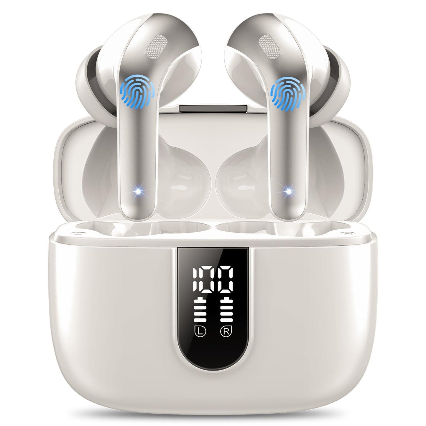 Bluetooth Kopfhörer, In Ear Kopfhörer Kabellos Bluetooth 5.3 mit 50H Tiefer Bass, 2024 Neue Kabellose Kopfhörer Noise Cancelling Earbuds mit 4 ENC Mic, IPX7 Wasserdicht Ohrhörer, USB-C Alcovic