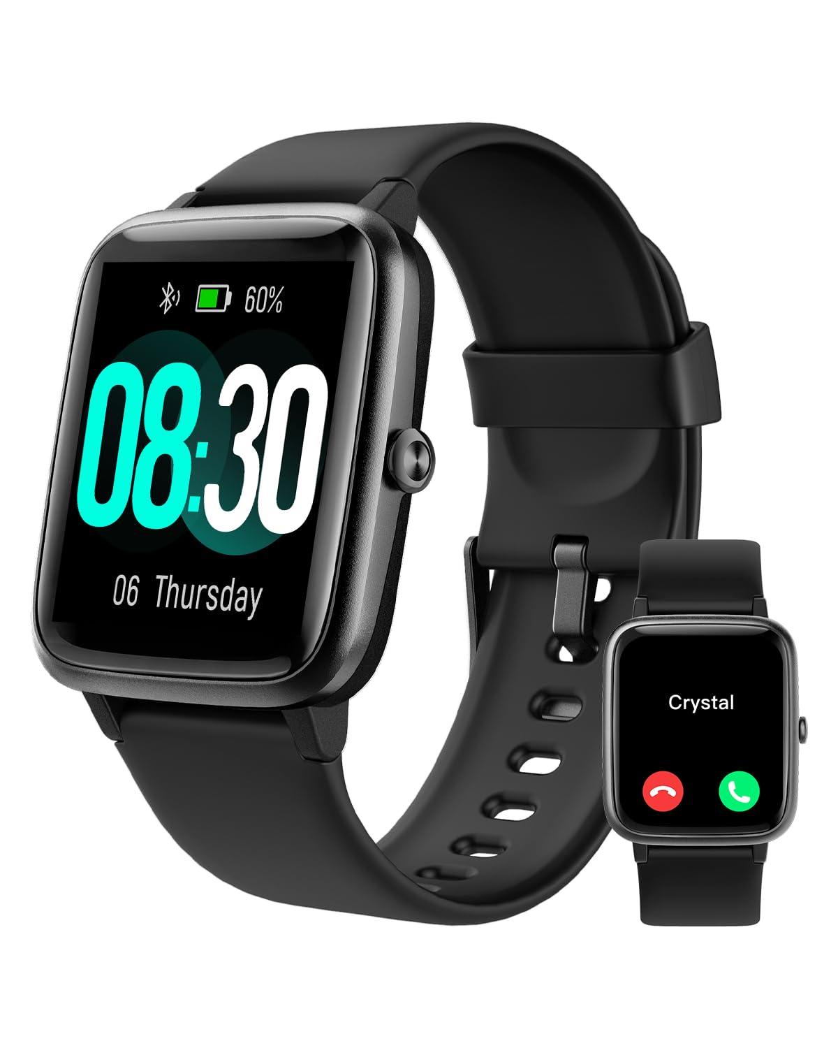 GRV Smartwatch für Damen Herren mit Telefonfunktion,Fitnessuhr mit Herzfrequenzmessung,SpO2,Schrittzähler,Schlafmonitor,Multi Trainingsmodi für iOS Android Handy Alcovic