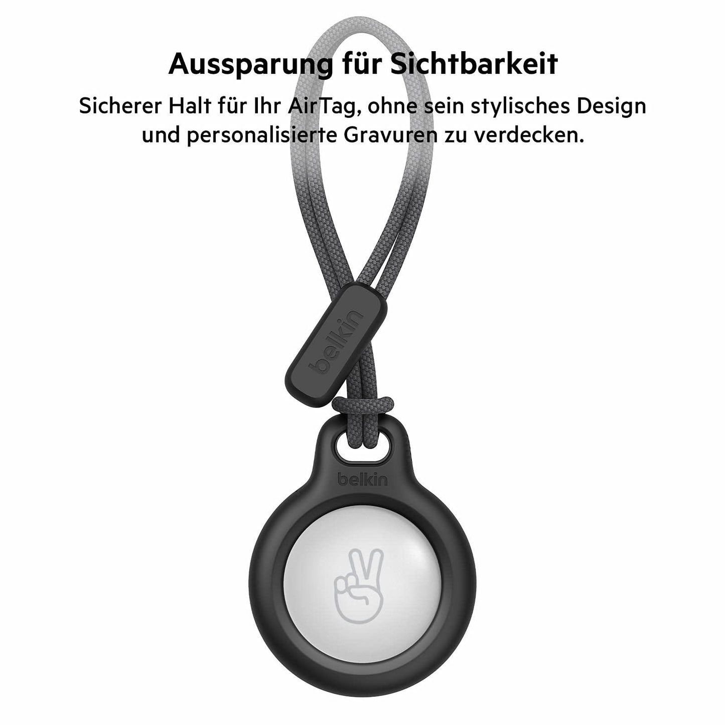Belkin AirTag Hülle mit Schlaufe (Secure Holder Schutzhülle für Air Tag, Accessoire mit Kratzschutz) – Schwarz Alcovic