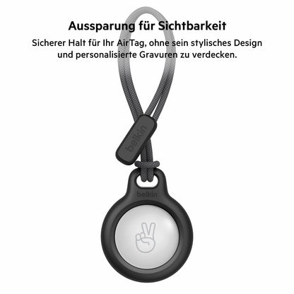 Belkin AirTag Hülle mit Schlaufe (Secure Holder Schutzhülle für Air Tag, Accessoire mit Kratzschutz) – Schwarz Alcovic