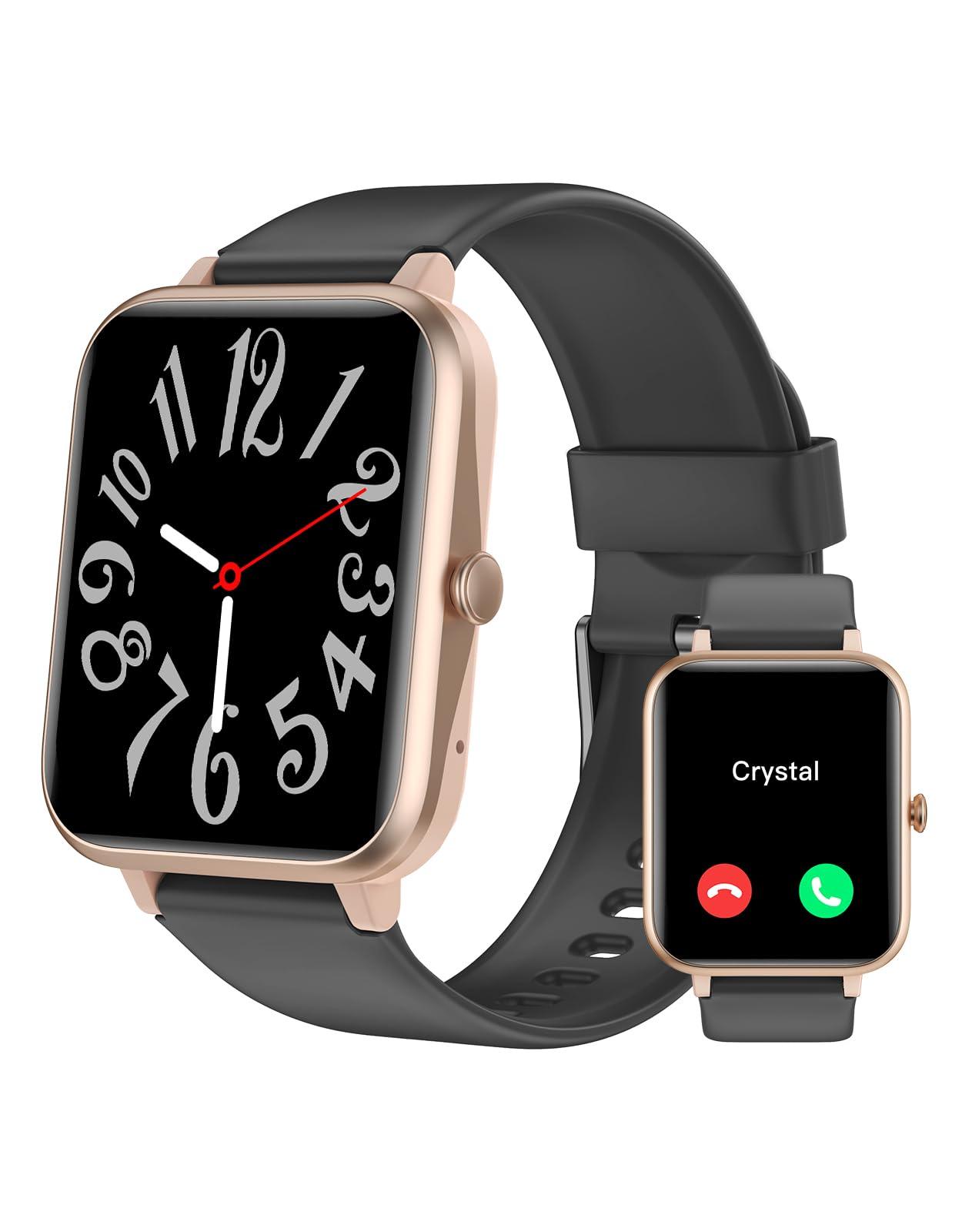 GRV Smartwatch für Damen Herren mit Telefonfunktion,Fitnessuhr mit Herzfrequenzmessung,SpO2,Schrittzähler,Schlafmonitor,Multi Trainingsmodi für iOS Android Handy Alcovic