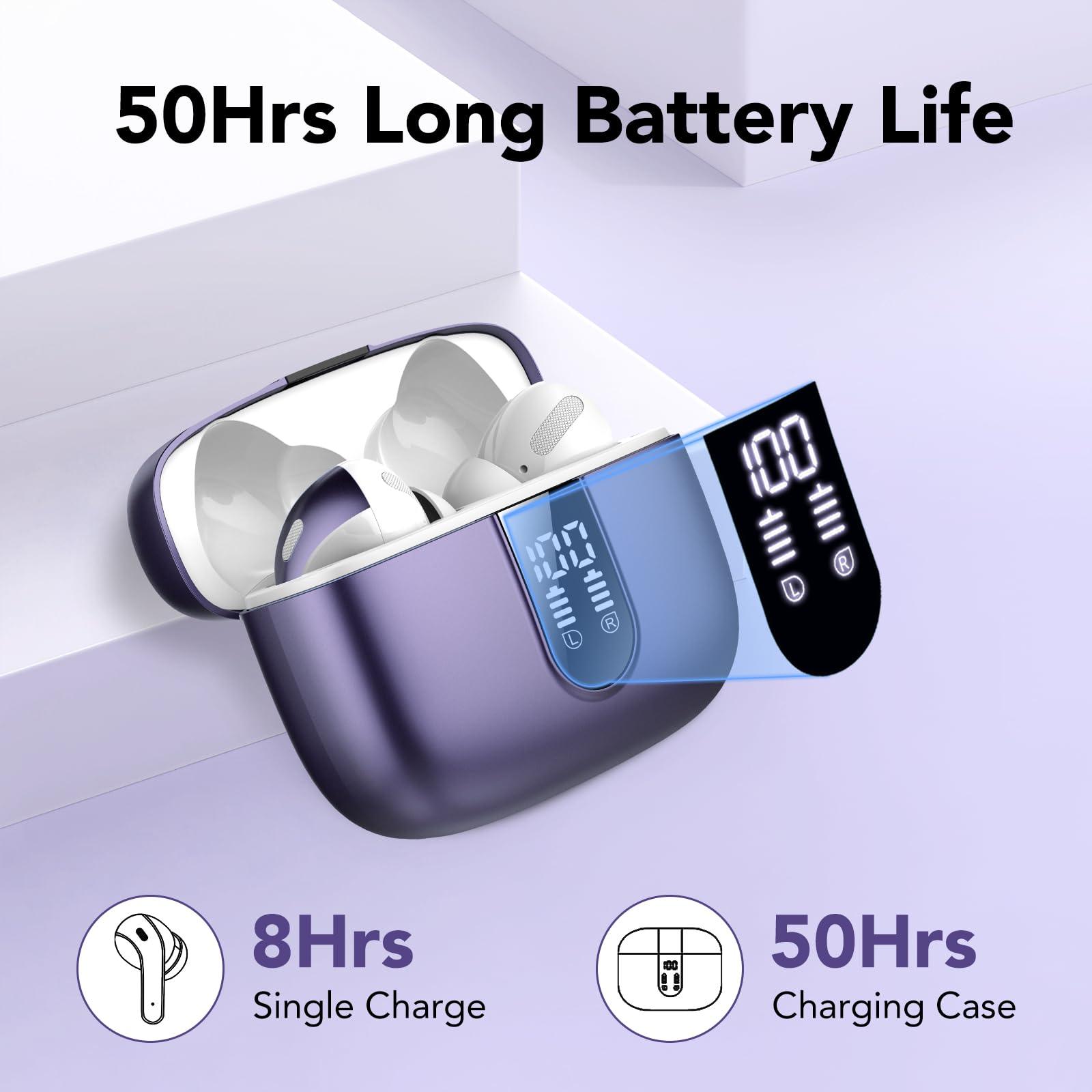 Bluetooth Kopfhörer, In Ear Kopfhörer Kabellos Bluetooth 5.3 mit 50H Tiefer Bass, 2024 Neue Kabellose Kopfhörer Noise Cancelling Earbuds mit 4 ENC Mic, IPX7 Wasserdicht Ohrhörer, USB-C Alcovic