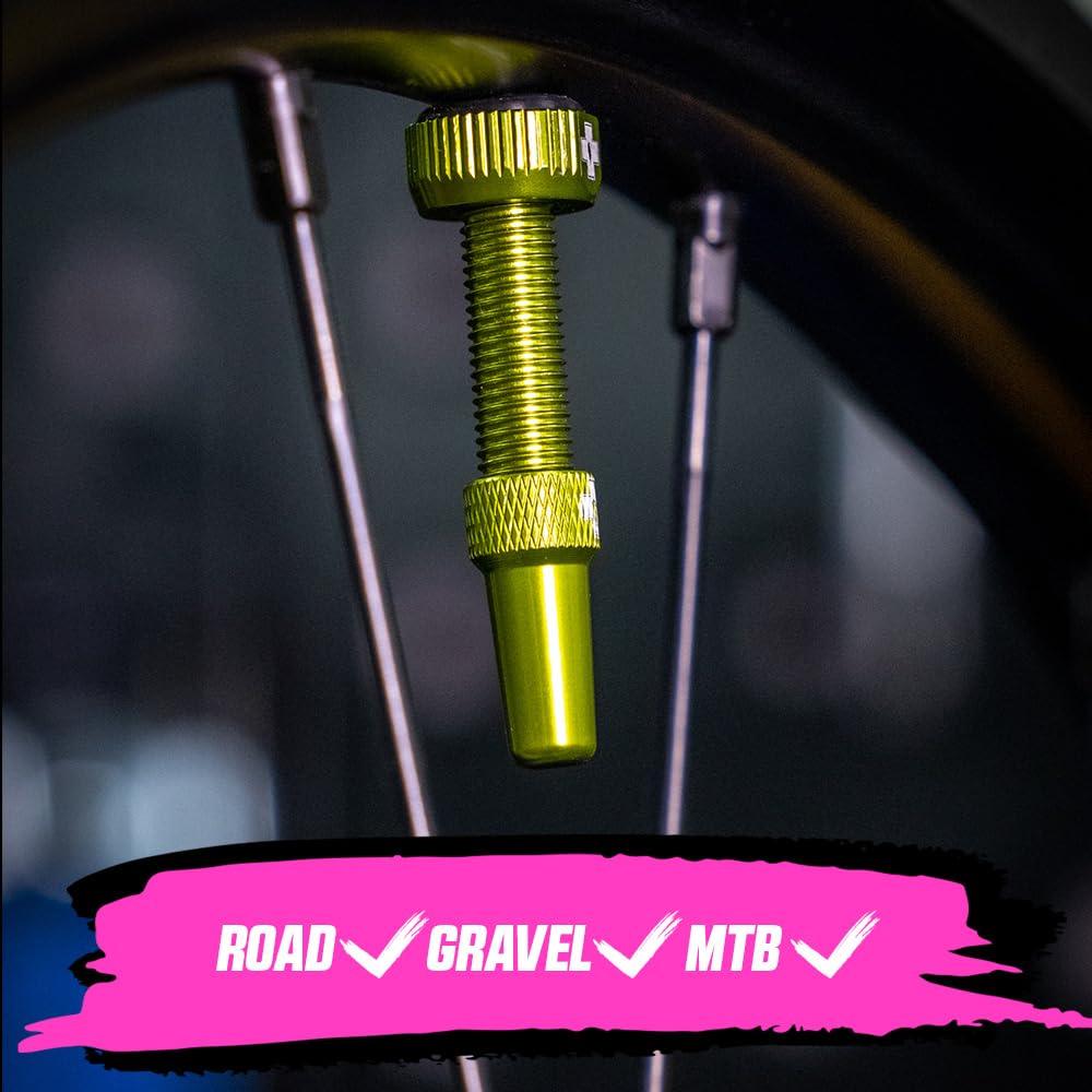 Muc-Off Graue Presta Tubeless Ventile, 44 mm - Hochwertige Anti-Leck Fahrradventile mit integriertem Werkzeug zum Entfernen des Ventilkerns Alcovic