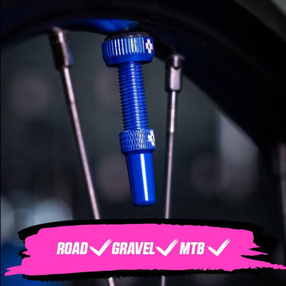 Muc-Off Graue Presta Tubeless Ventile, 44 mm - Hochwertige Anti-Leck Fahrradventile mit integriertem Werkzeug zum Entfernen des Ventilkerns Alcovic