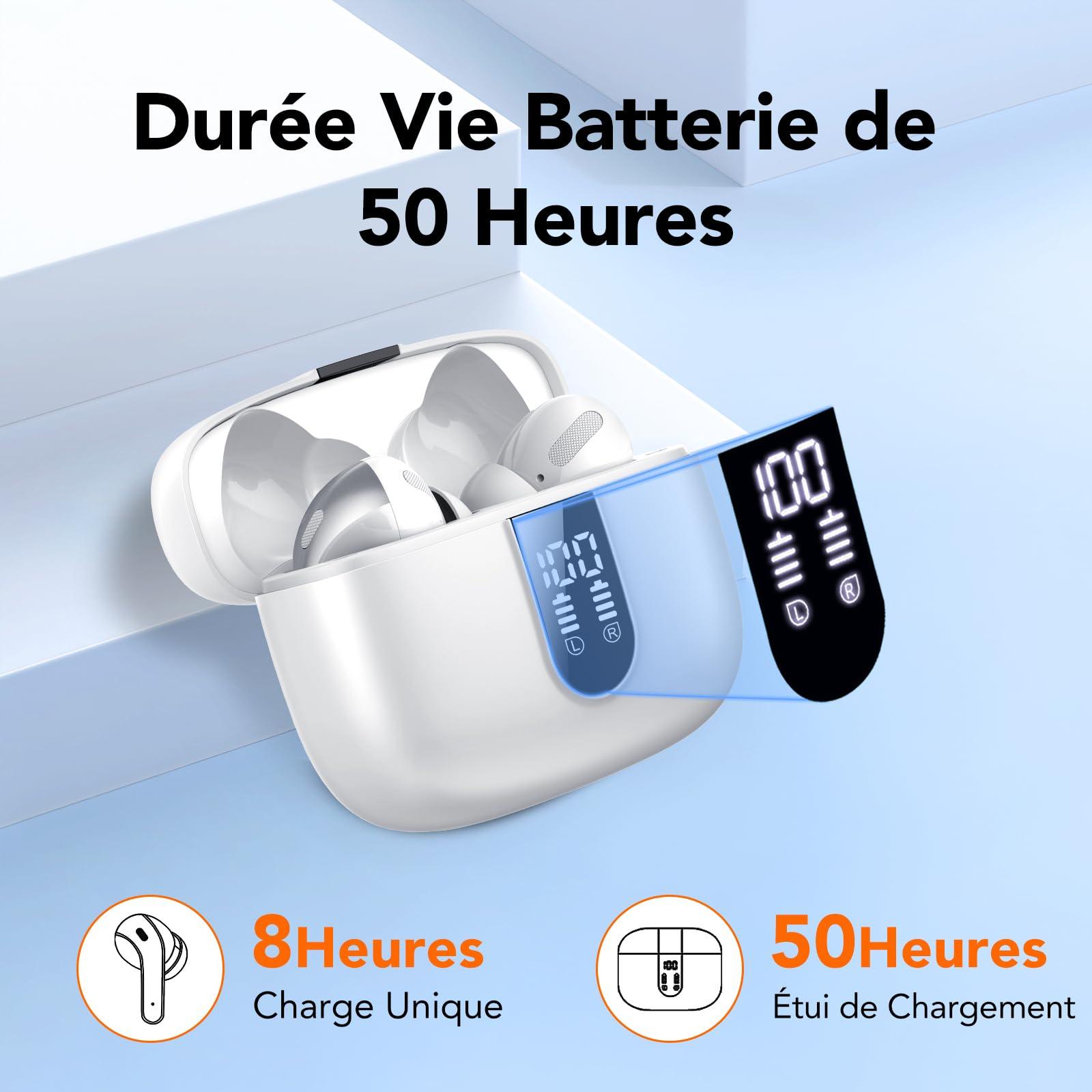 Bluetooth Kopfhörer, In Ear Kopfhörer Kabellos Bluetooth 5.3 mit 50H Tiefer Bass, 2024 Neue Kabellose Kopfhörer Noise Cancelling Earbuds mit 4 ENC Mic, IPX7 Wasserdicht Ohrhörer, USB-C Alcovic