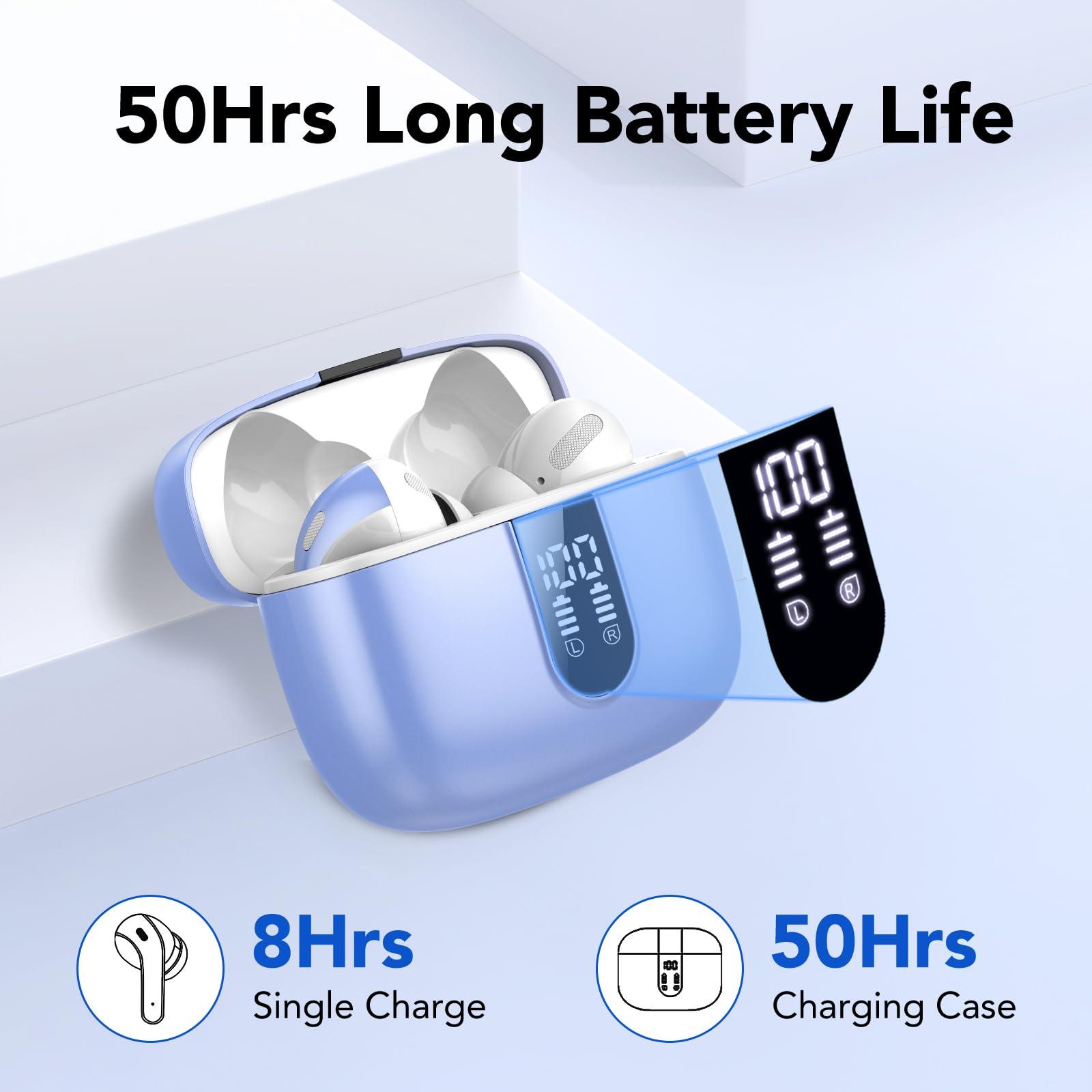 Bluetooth Kopfhörer, In Ear Kopfhörer Kabellos Bluetooth 5.3 mit 50H Tiefer Bass, 2024 Neue Kabellose Kopfhörer Noise Cancelling Earbuds mit 4 ENC Mic, IPX7 Wasserdicht Ohrhörer, USB-C Alcovic