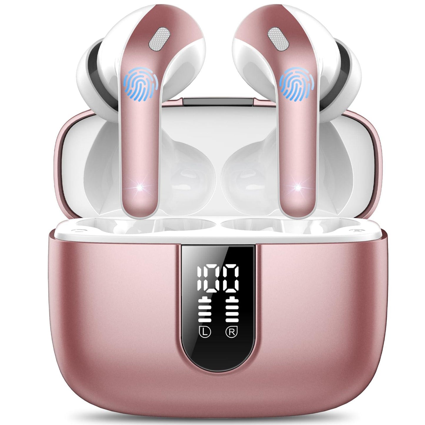 Bluetooth Kopfhörer, In Ear Kopfhörer Kabellos Bluetooth 5.3 mit 50H Tiefer Bass, 2024 Neue Kabellose Kopfhörer Noise Cancelling Earbuds mit 4 ENC Mic, IPX7 Wasserdicht Ohrhörer, USB-C Alcovic