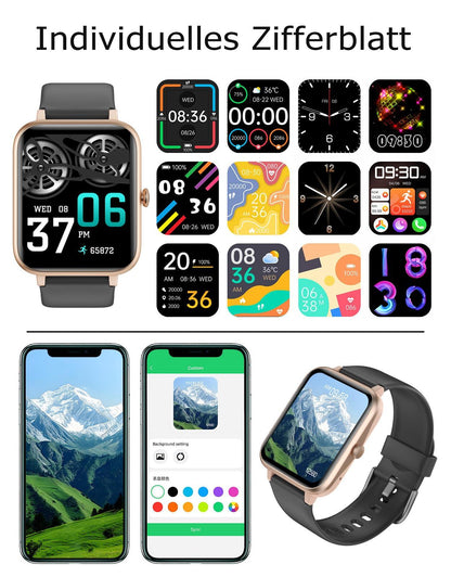 GRV Smartwatch für Damen Herren mit Telefonfunktion,Fitnessuhr mit Herzfrequenzmessung,SpO2,Schrittzähler,Schlafmonitor,Multi Trainingsmodi für iOS Android Handy Alcovic