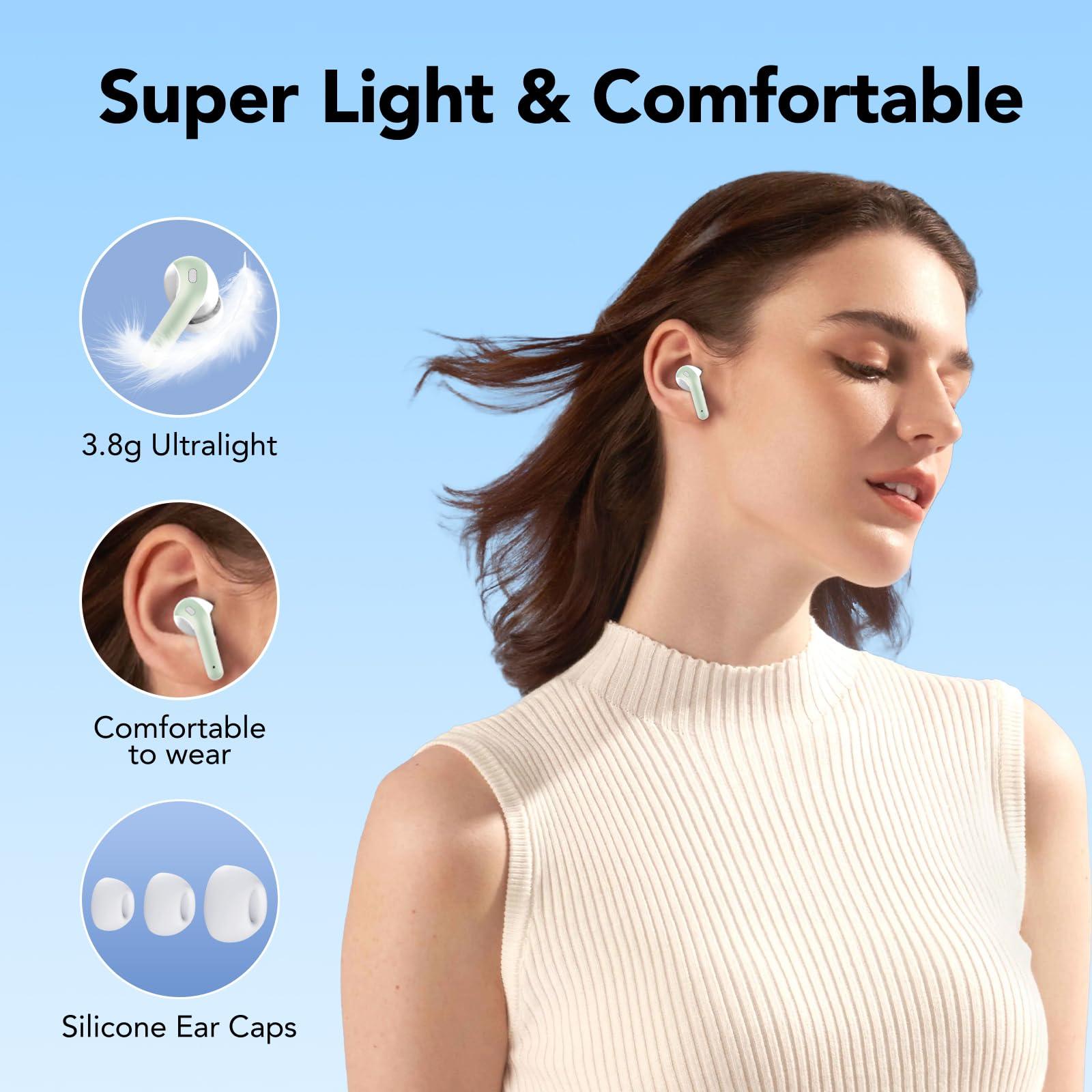 Bluetooth Kopfhörer, In Ear Kopfhörer Kabellos Bluetooth 5.3 mit 50H Tiefer Bass, 2024 Neue Kabellose Kopfhörer Noise Cancelling Earbuds mit 4 ENC Mic, IPX7 Wasserdicht Ohrhörer, USB-C Alcovic